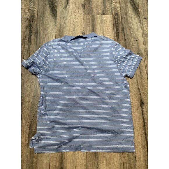 Polo by Ralph Lauren Mens L Blue White Striped Blue Medium Logo Custom Fit Polo - Picture 4 of 4